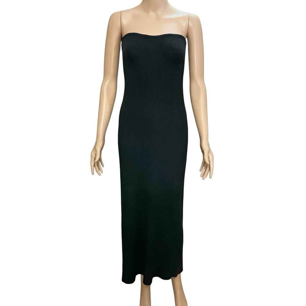 ASTR Strapless Ribbed Sweater Dress XL Black Sweetheart Neckline Bodycon Black
